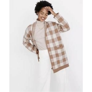 Madewell Minetta buffalo check sweater coat, size extra small
